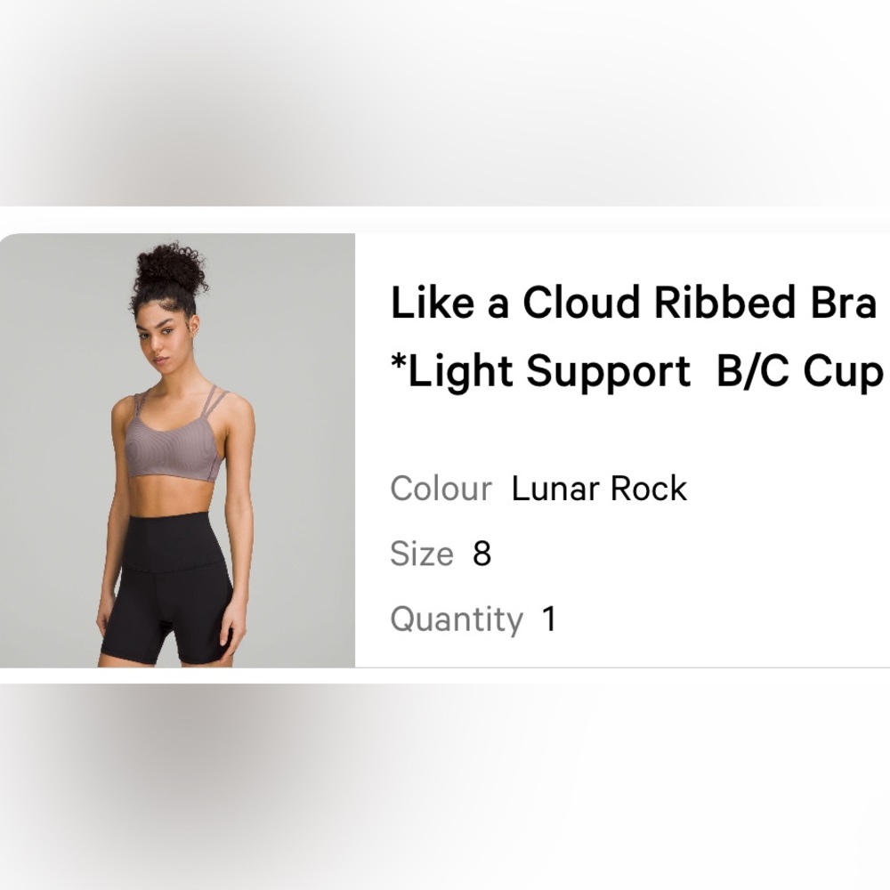 Lululemon like a cloud ribbed bra size 8 lunar rock (sold out color!)